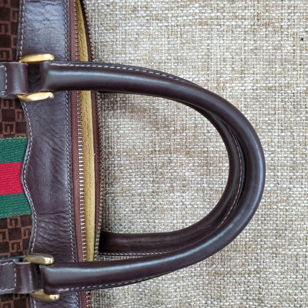 Authentic Vintage Gucci Boston Handbag Brown Suede - Picture 10 of 15